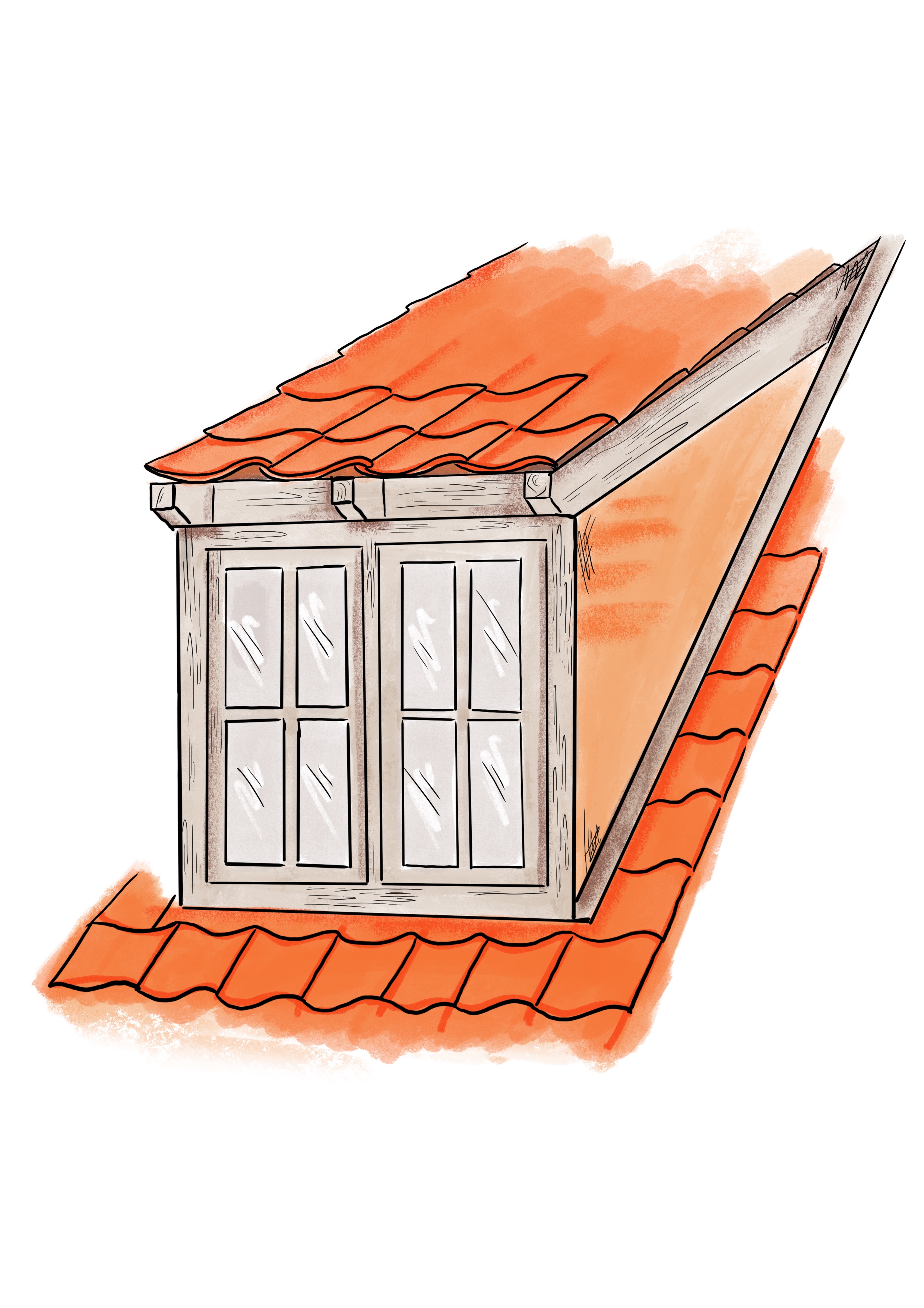'Wedge' or 'Catslide' dormer - most typical for cottages from 18th - 20th centuries.