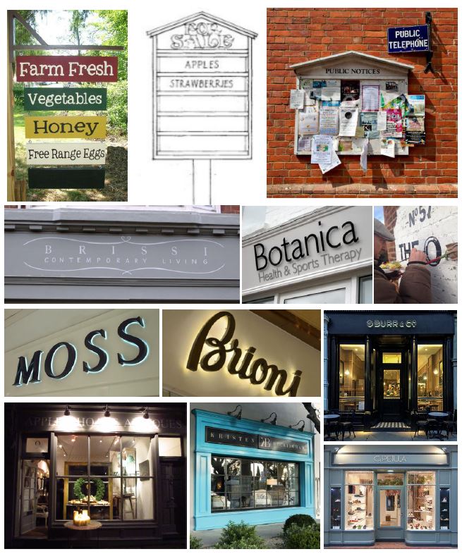 Successful sign and lettering types and examples of low key modes of illumination.